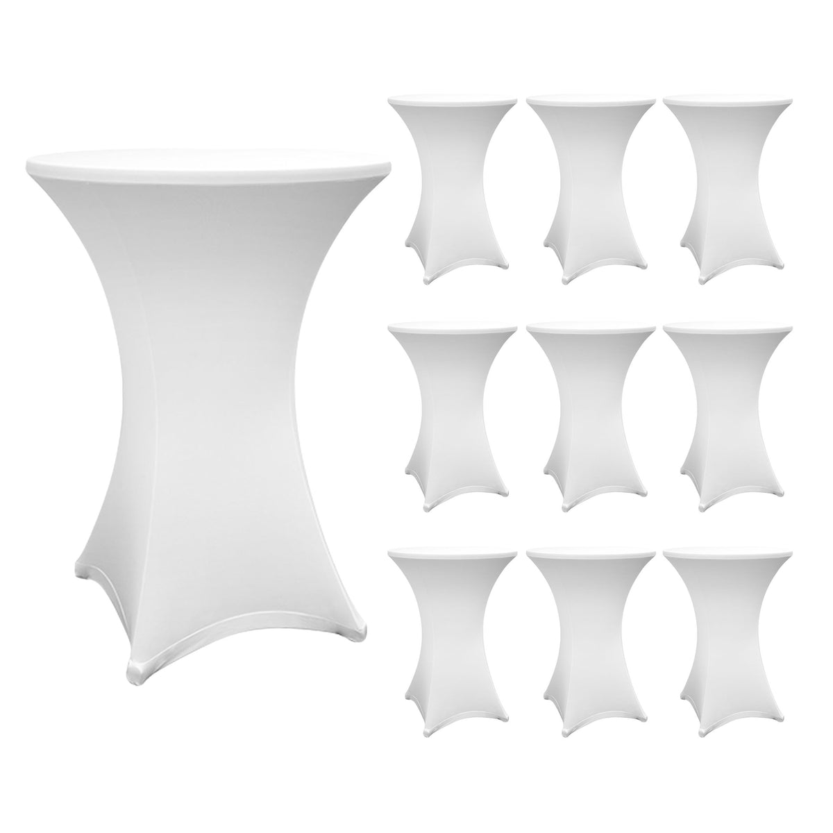 Stehtischhusse - Tisch Bezug - Husse - Ø 70-75 cm - Weiß - 10er-Set, elegante schmutzabweisende Hussen für Stehtische.