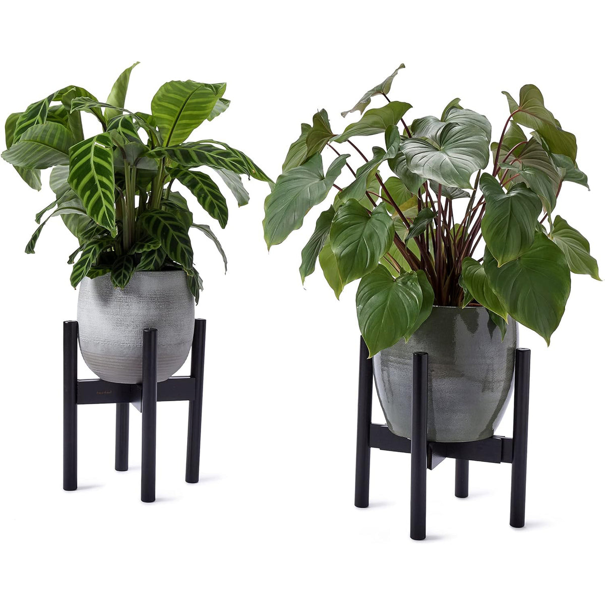 Blumenständer aus Bambus - 30 x 30 x 35,5 cm - 3er-Set, verstellbar, stapelbar, modernes Bambus-Design, naturfreundlich und robust.