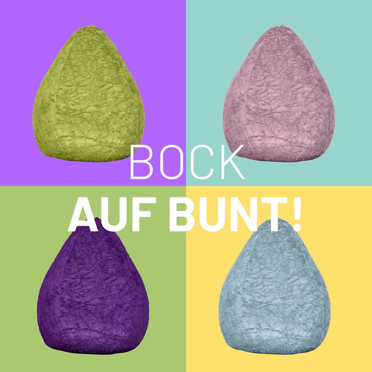 Luxury Fluffy Sitzsack (120 L) - indoor - Grün präsentiert in verschiedenen Farben mit weichem Webplüsch und ergonomischer EPS Füllung.