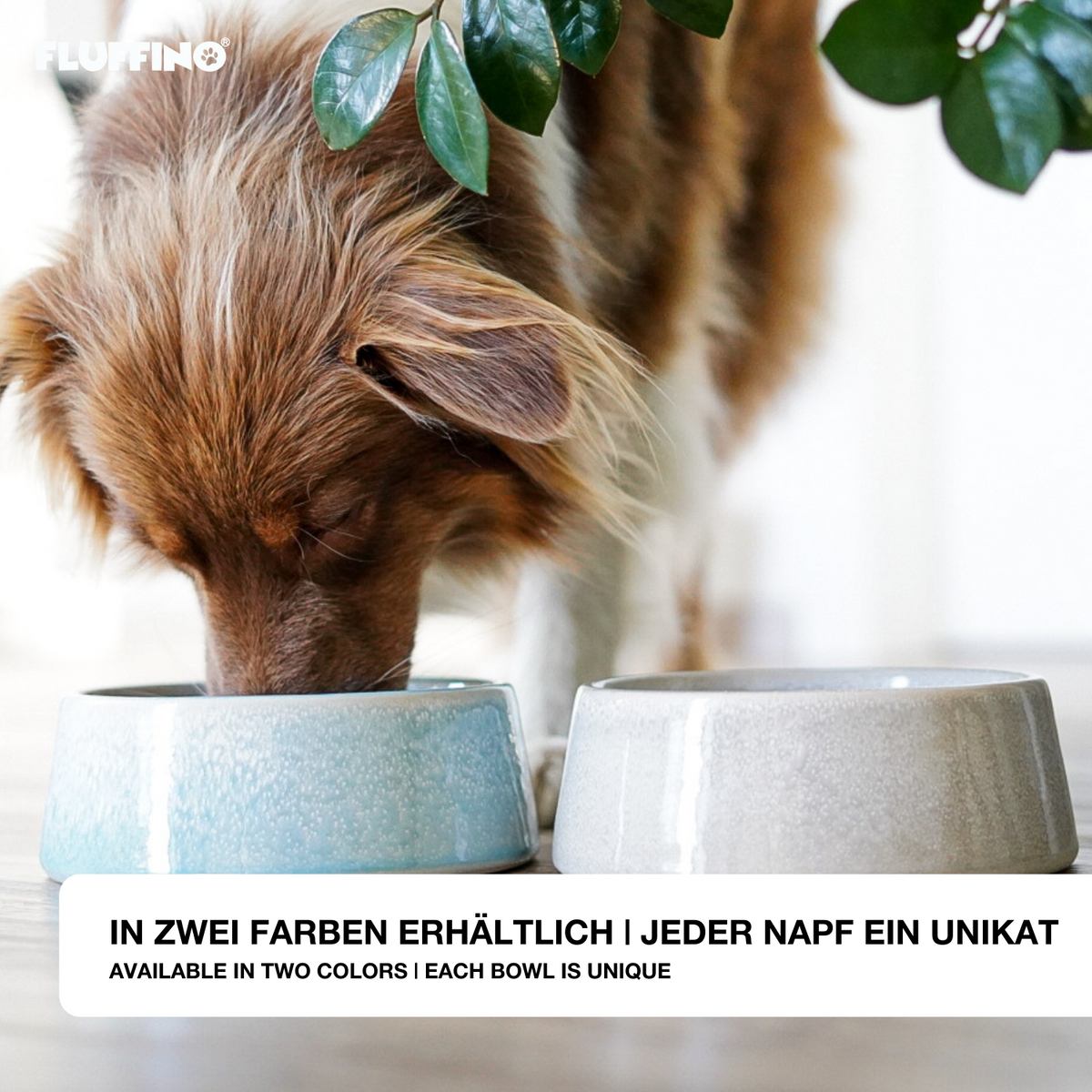 Hundenapf / Futternapf Keramik - 800 ml - Grau, handgefertigt, lebensmittelecht und spülmaschinenfest, ideal für kleine und mittelgroße Hunde.