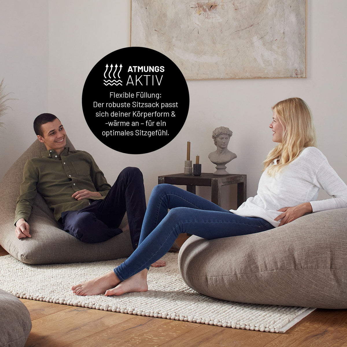Sitzsack Interior Line (300 L) - indoor - Rot zeigt flexible Leinenoptik und komfortable Sitzmöglichkeit für entspannte Innenräume.