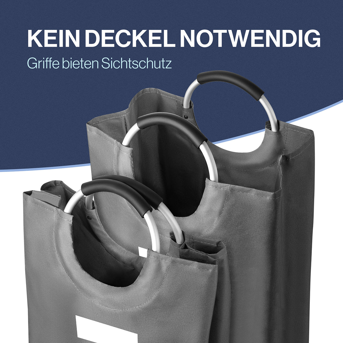 Faltbarer Wäschekorb - Grau - 82 Liter mit robusten Griffen und Sichtschutz, faltbar und platzsparend für viel Wäsche.