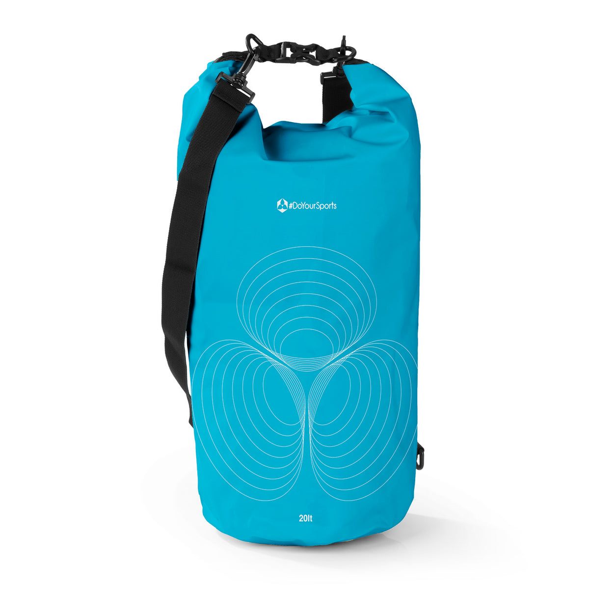 Dry Bag 20L - Himmelblau, wasserdichter Rucksack mit Rolltop-Verschluss und verstellbarem Schultergurt für Outdoor-Abenteuer.