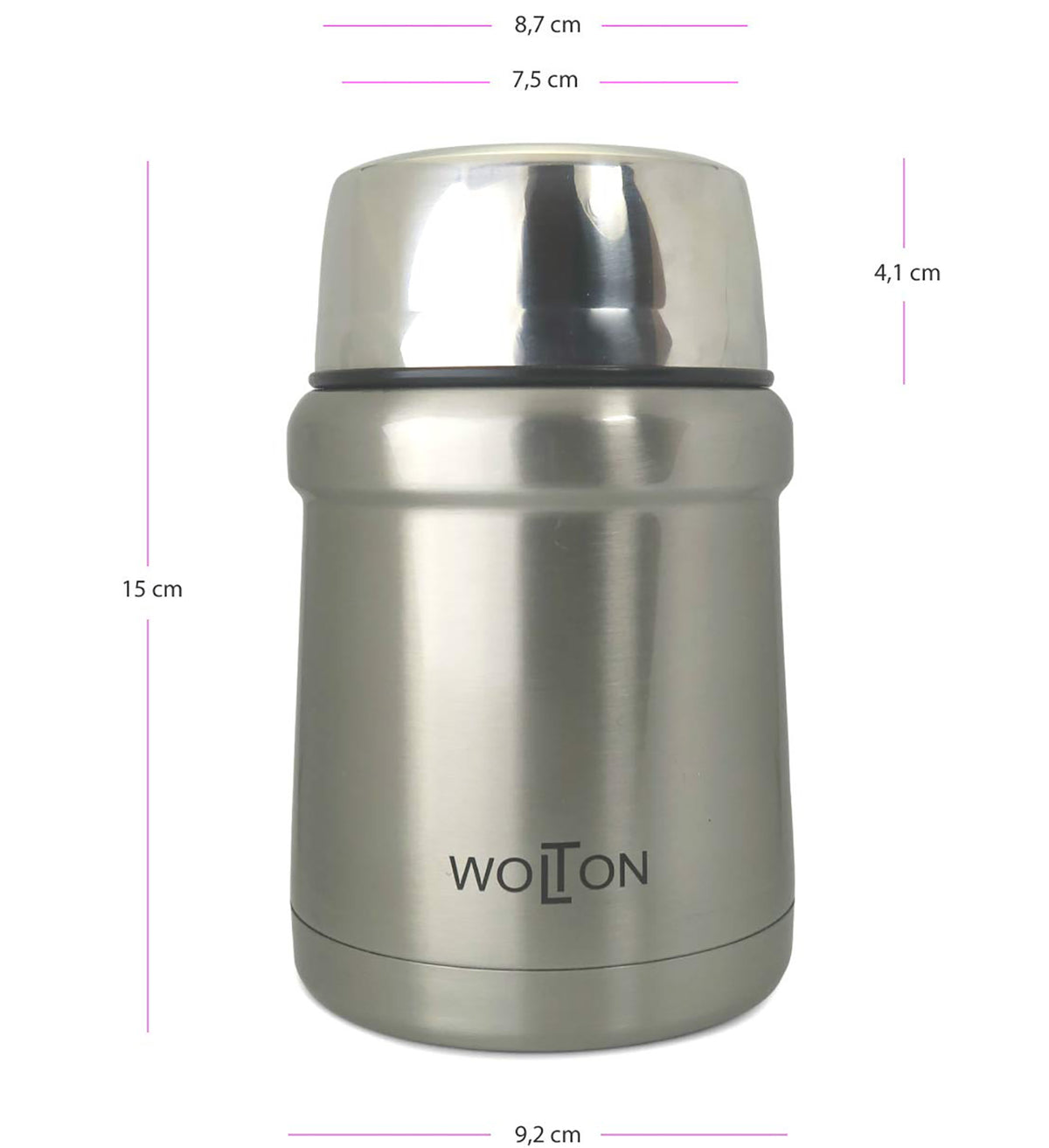 Thermobehälter - 450 ml - Edelstahl - Grau mit Doppelwandisolierung hält Speisen bis zu 12h warm und 24h kalt, auslaufsicher und kompakt.