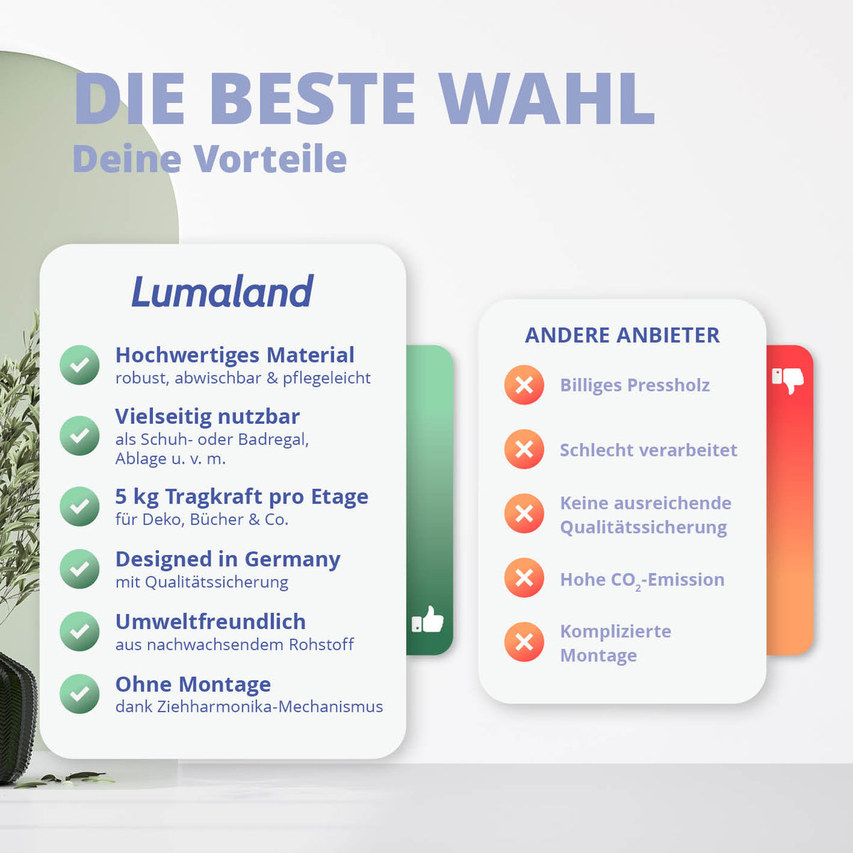 Bambusregal mit 4 Etagen von Lumaland, faltbar, aus hochwertigem Bambus, platzsparend und pflegeleicht, ohne Montage sofort nutzbar.