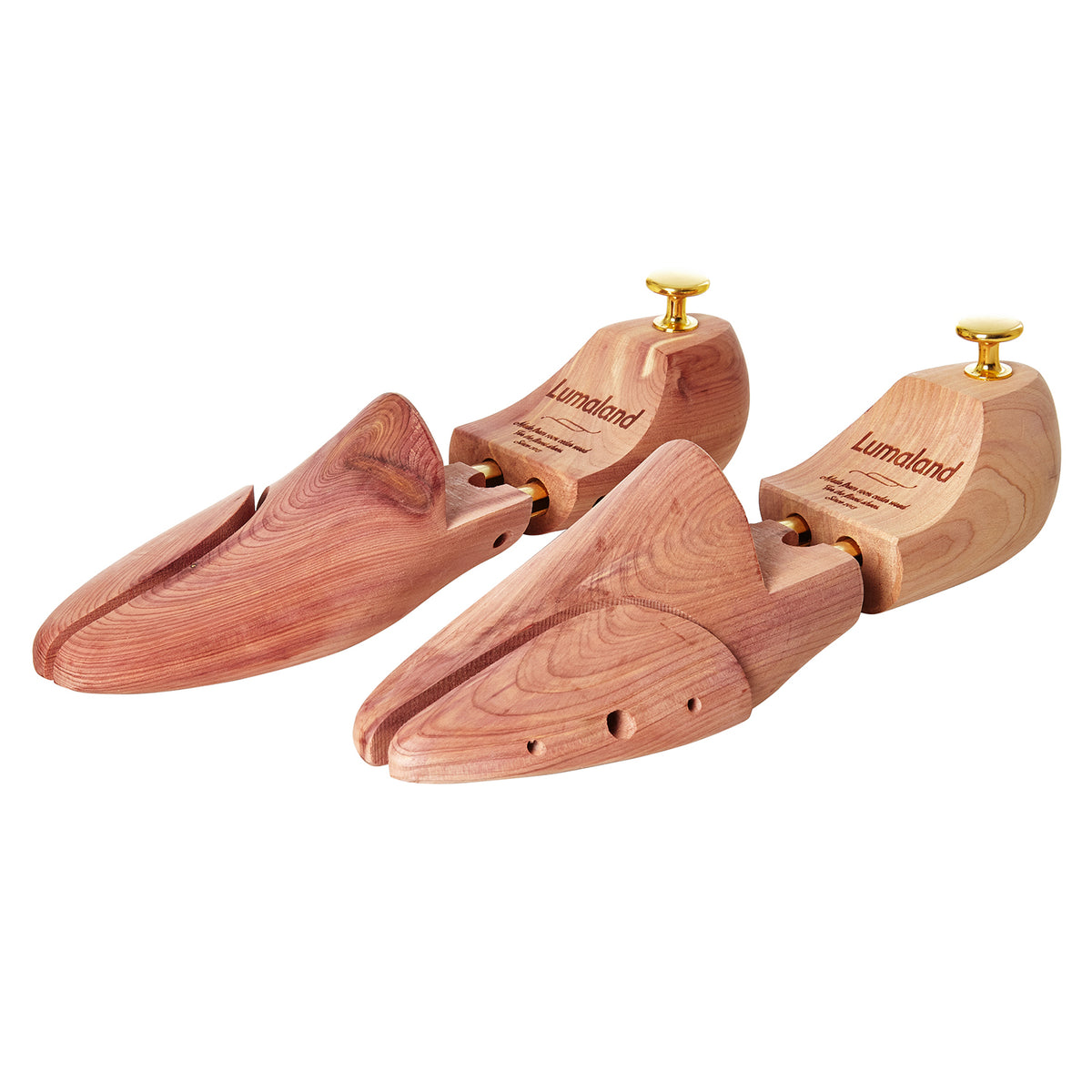 Schuhspanner für Damen und Herren - Größe 40/41 aus Zedernholz zur Glättung von Gehfalten mit Metallgriff und Aufbewahrungsbeutel