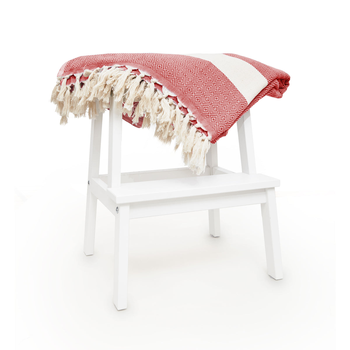 Baumwolldecke / Tagesdecke aus 100 % Baumwolle - ca. 200 x 240 cm - Rubin Rot, weich und atmungsaktiv, ideal als Sofa- oder Bettüberwurf.