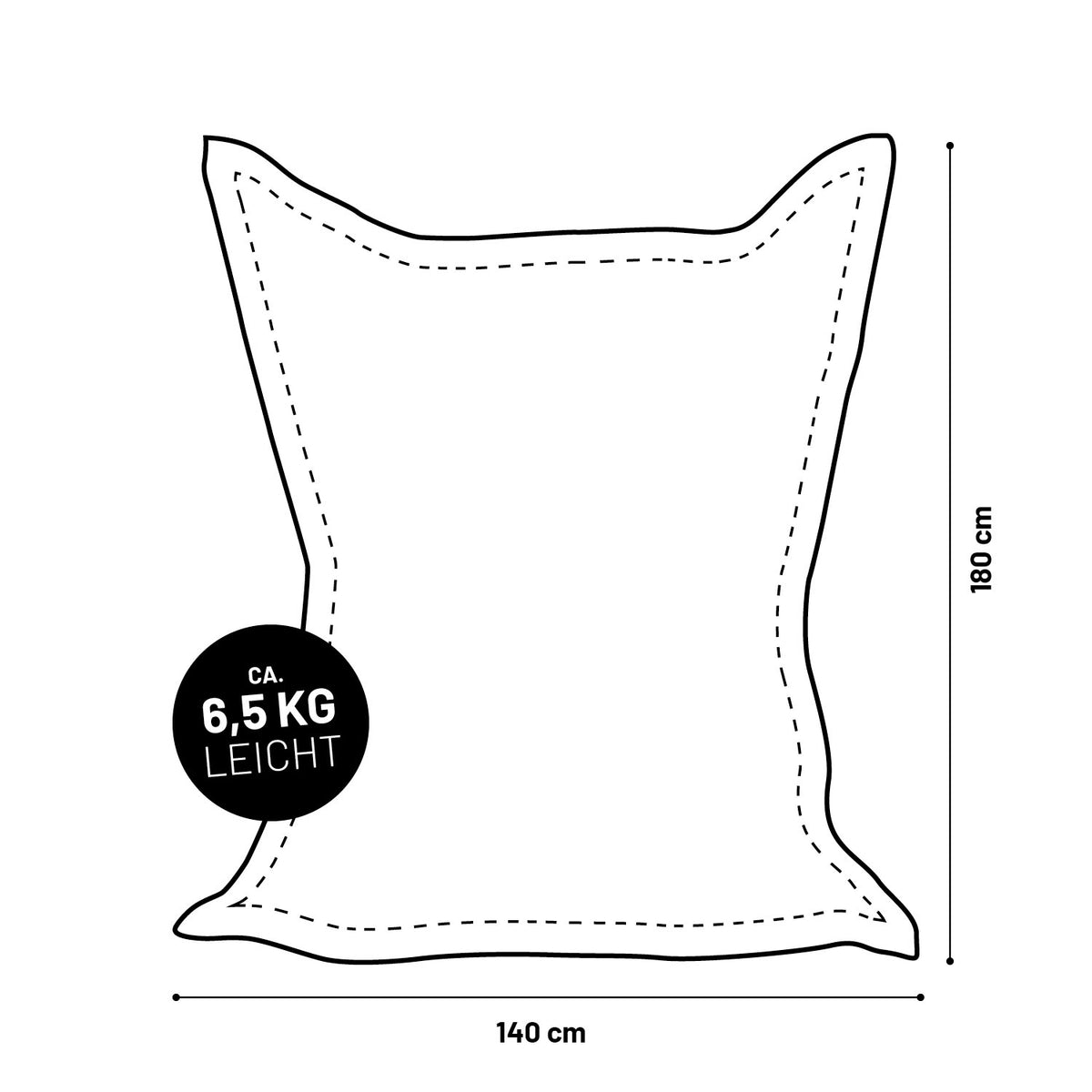 XXL Microvelours Sitzsack (380 L) Dunkelblau, Maße 140x180 cm, leichte 6,5 kg, indoor, wasserfest, abziehbarer Bezug, Lumaland.