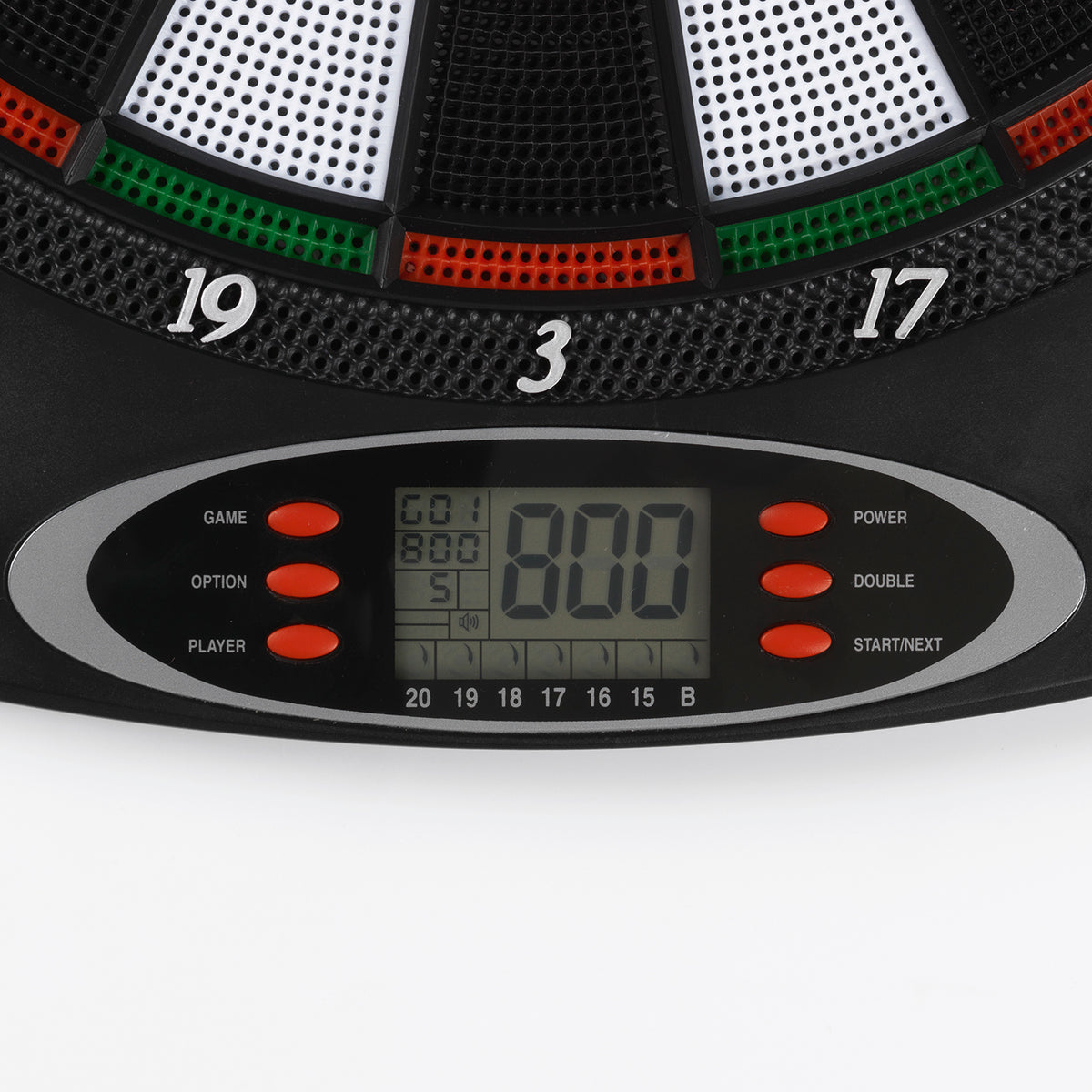 Dartscheibe mit 6 Pfeilen und 6 Ersatzspitzen + Batterien, elektrische Anzeige mit LCD und Spieloptionen für 1-8 Spieler.