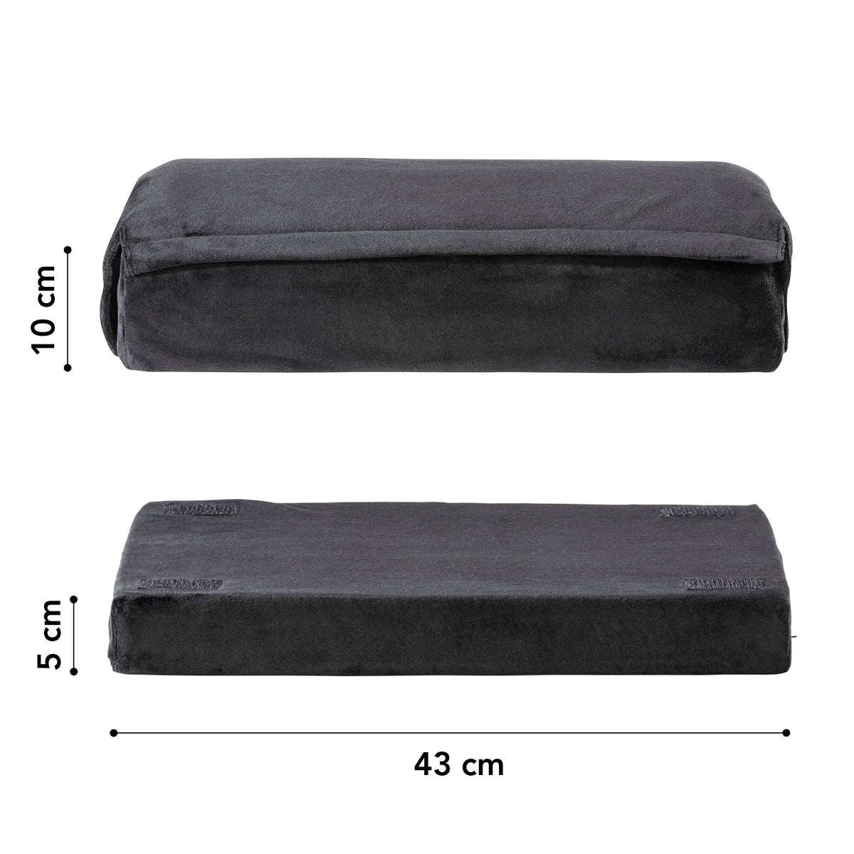 2-in-1-Fußstütze - praktische, weiche Fußstütze mit abnehmbarer Flauschfaser-Fußtasche und Antirutschbeschichtung, 43x10 cm.