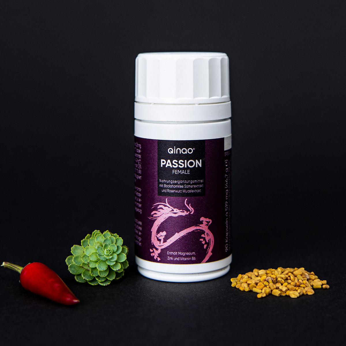 Nahrungsergänzungsmittel FEMALE - 2er-Set mit Vitamin B6, Zink, Rosenwurz, Bockshornklee & Chilischote, vegan und zuckerfrei.
