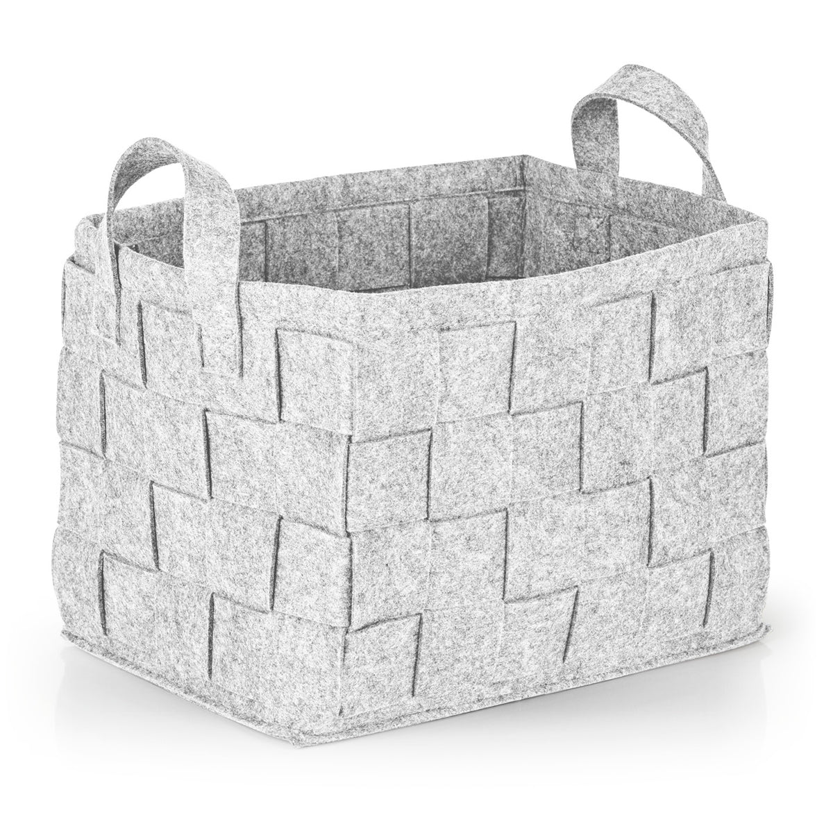 Filz-Aufbewahrungstasche M - 35 x 25 x 25 cm - Hellgrau, faltbarer filzkorb mit zwei stabilen tragegriffen im modernen scandistil.