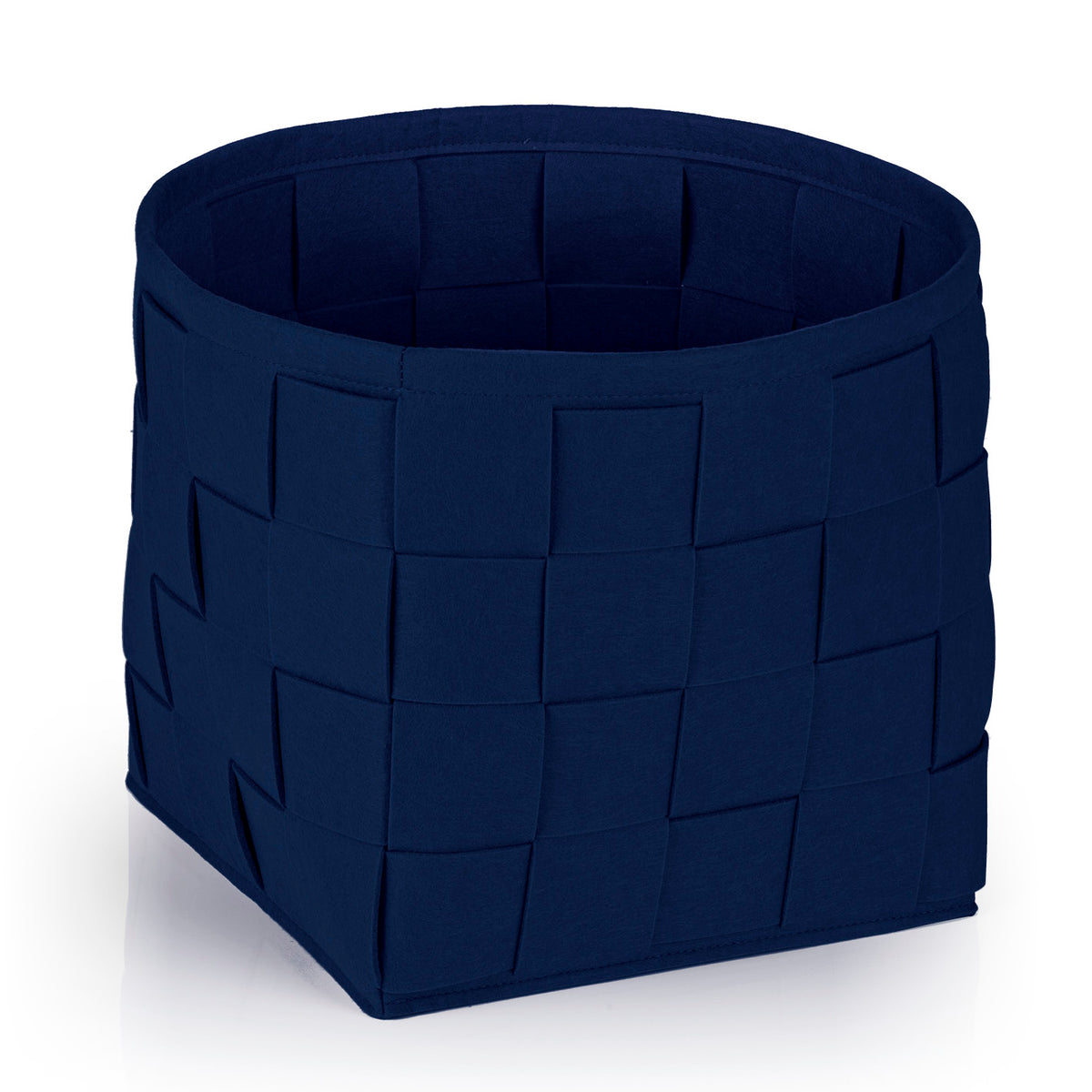 Filz-Aufbewahrungskorb M - 32 x 32 x 32 cm - Dunkelblau, faltbar, aus strapazierfähigem Filz, schonend für Böden und vielseitig im Haushalt einsetzbar.