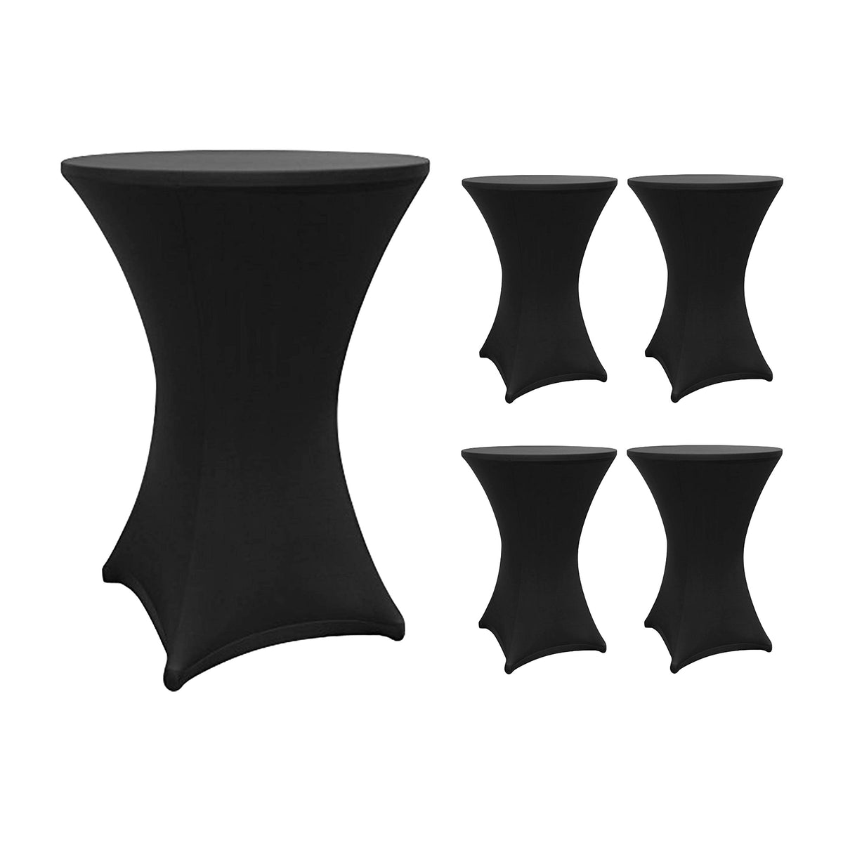 Stehtischhusse - Tisch Bezug - Husse - Ø 80-85 cm - Schwarz - 5er-Set, elegante Passform für Stehtische, schmutzabweisend und abwischbar.