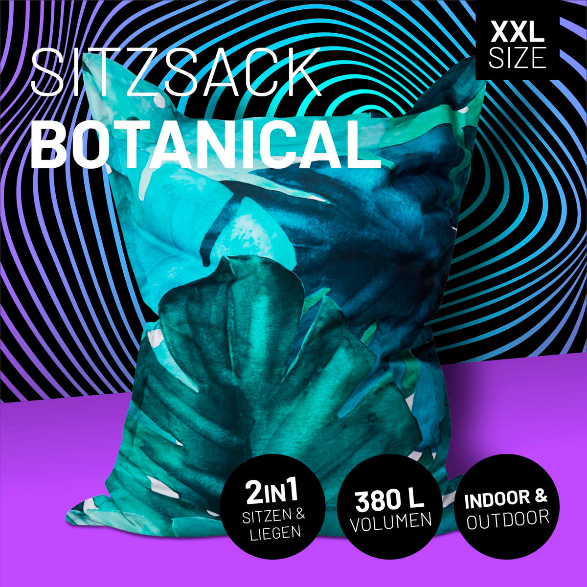 Sitzsack Classic XXL (380 L) Special Edition Botanical, multifunktional, indoor & outdoor, 2in1 sitzen und liegen, 380 L Volumen, langlebig.