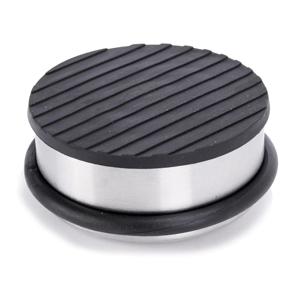 Edelstahl Türstopper Chrom-Design flach mit Gummifläche, schwer, praktisch, 4 Stück, perfekt für jeden Boden.