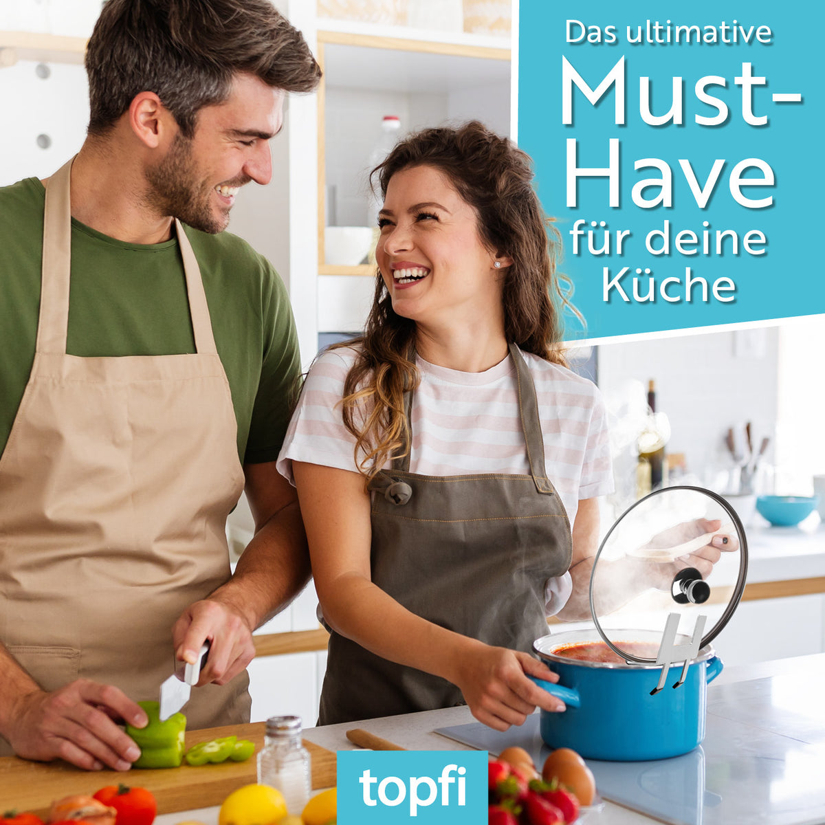 Topfdeckelhalter für Töpfe & Pfannen - 2er-Set mit Silikonfüßen, rostfreiem Edelstahl und Überkochwahrscheinlichkeitsschutz in moderner Küche.