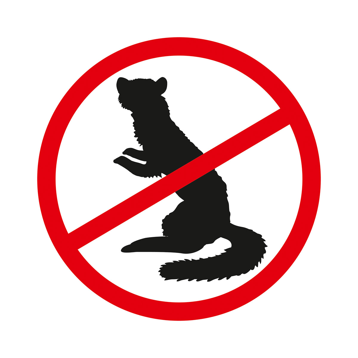 Mardervergrämung Haus - 4er-Set Warnhinweis mit durchgestrichenem Mardersymbol gegen Marder im Haus.