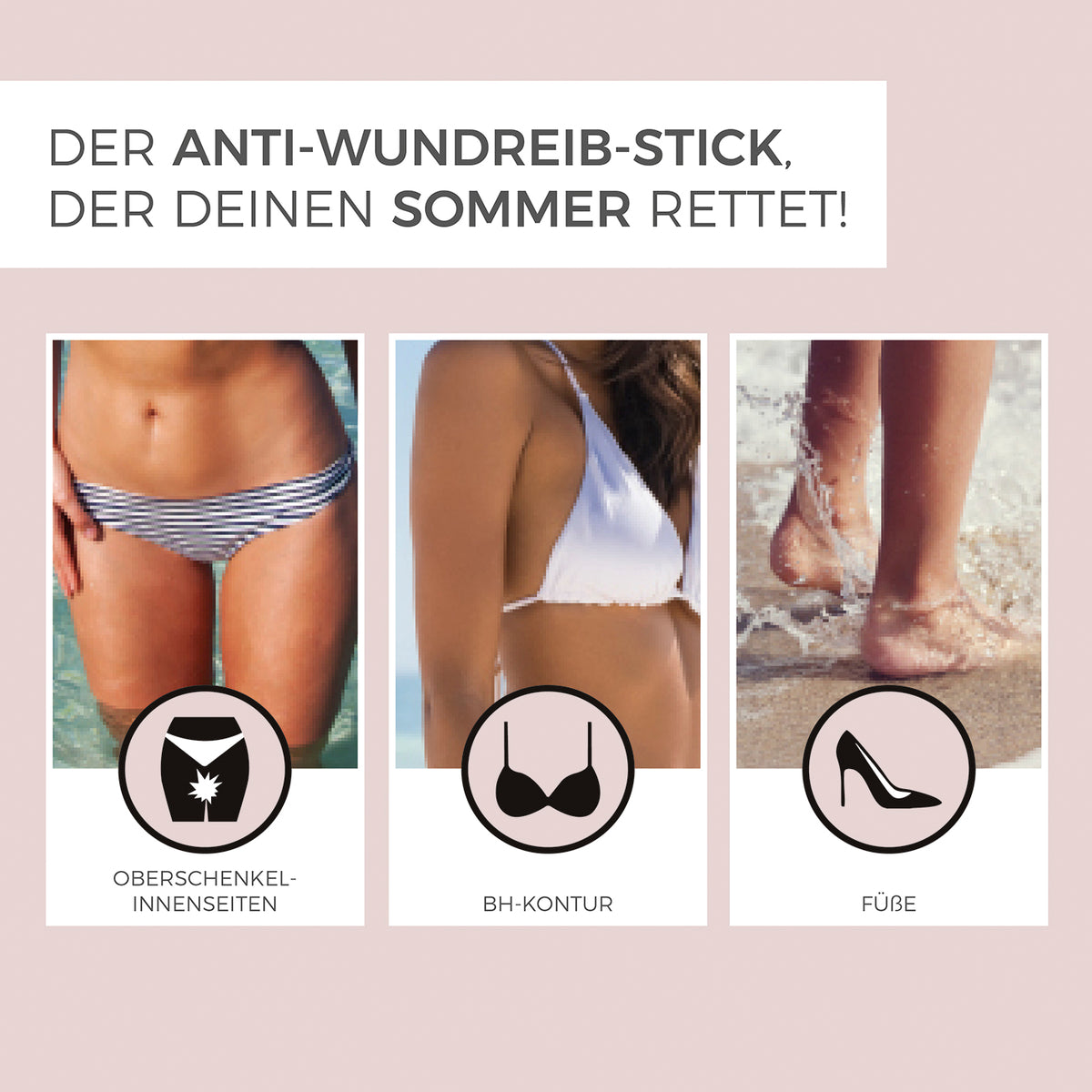 Kosmetikum - Anti-Wundreib-Stick - Woman - 2er-Set schützt sanft Oberschenkelinnenseiten, BH-Kontur und Füße mit pflegendem Mandel- und Kokosöl.