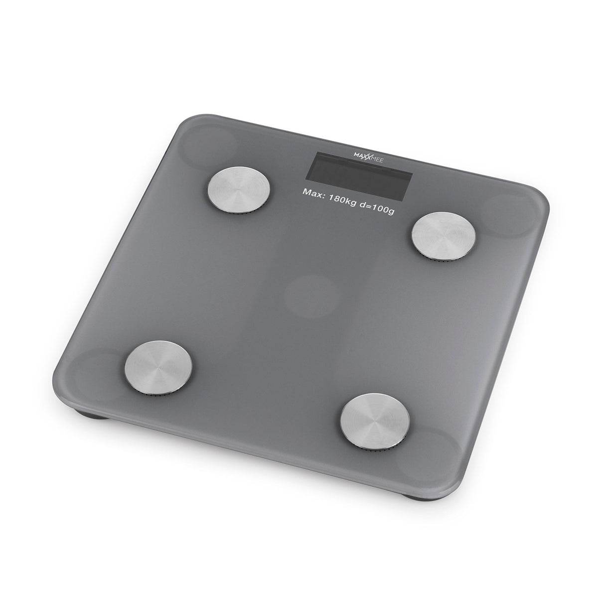 Personen-Waage Körperanalyse mit Bluetooth & App - digitale Körperfett- und Gewichtsanalyse in modernem grauen Design.