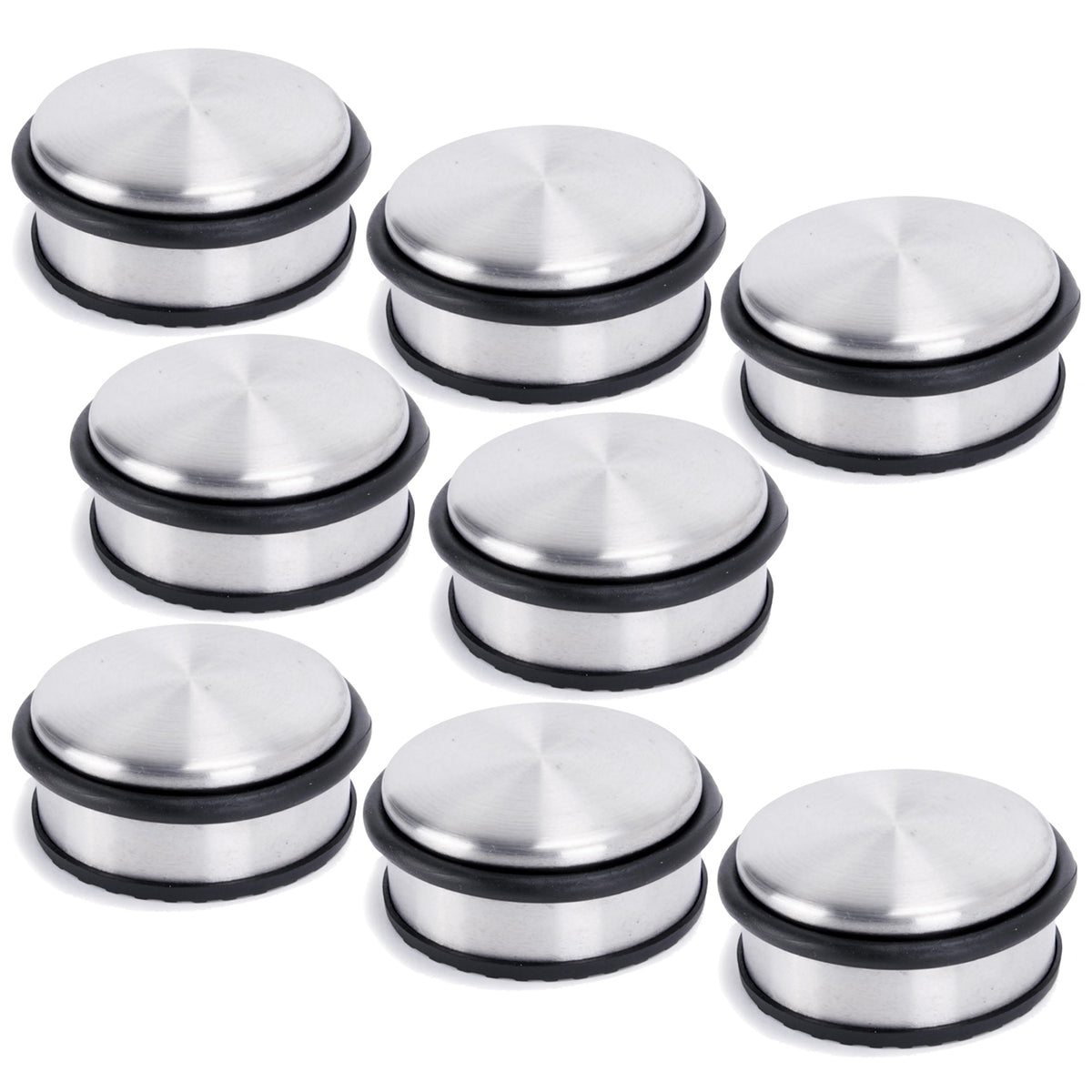 Edelstahl Türstopper Chrom-Design flach - 8 Stück, verchromt, silber, je ca. 1,2 kg schwer, robust und modern für Türen.