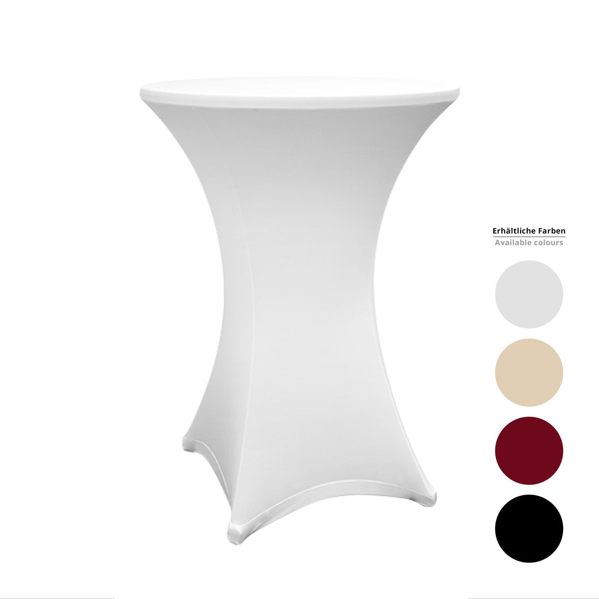 Stehtischhusse Tisch Bezug Husse Ø 80-85 cm Weiß 2er-Set elastisch abwischbar und waschbar ideal für drinnen und draußen