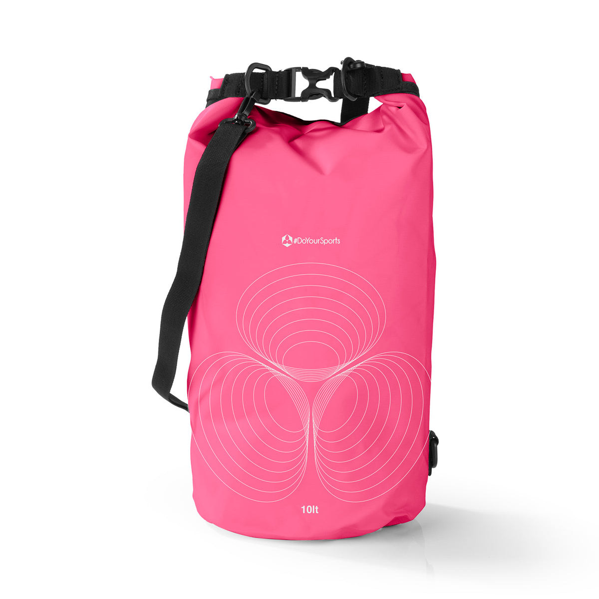 Dry Bag 10L - Pink, wasserdichter Outdoor-Rucksack mit Rolltop-Verschluss, verstellbarem Schultergurt und robusten Schnallen.