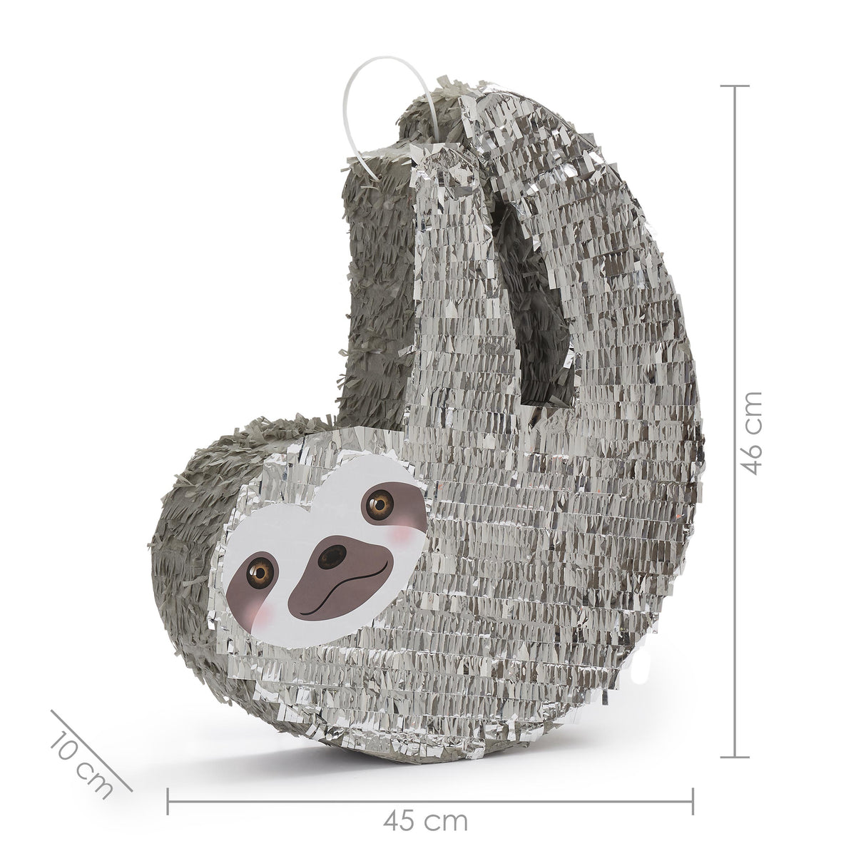 Pinata Set zum Befüllen inkl. Schläger & Augenbinde "Faultier" in Sloth-Design, ca. 46x45x10 cm, perfekt für Kindergeburtstage.