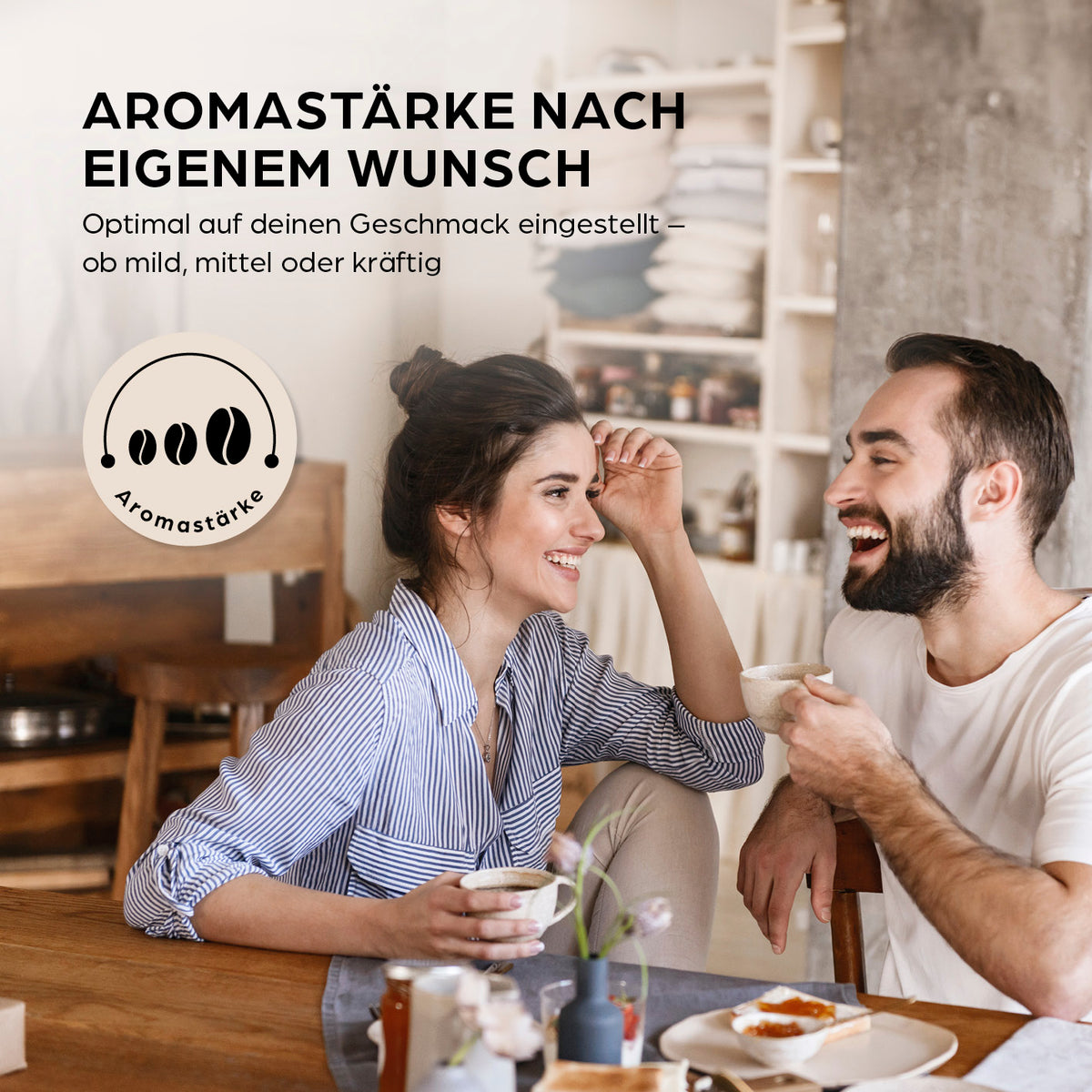 Filterkaffeemaschine Touch Iso - weiß mit individuell einstellbarer Aromastärke für milden, mittleren oder kräftigen Kaffeegenuss.