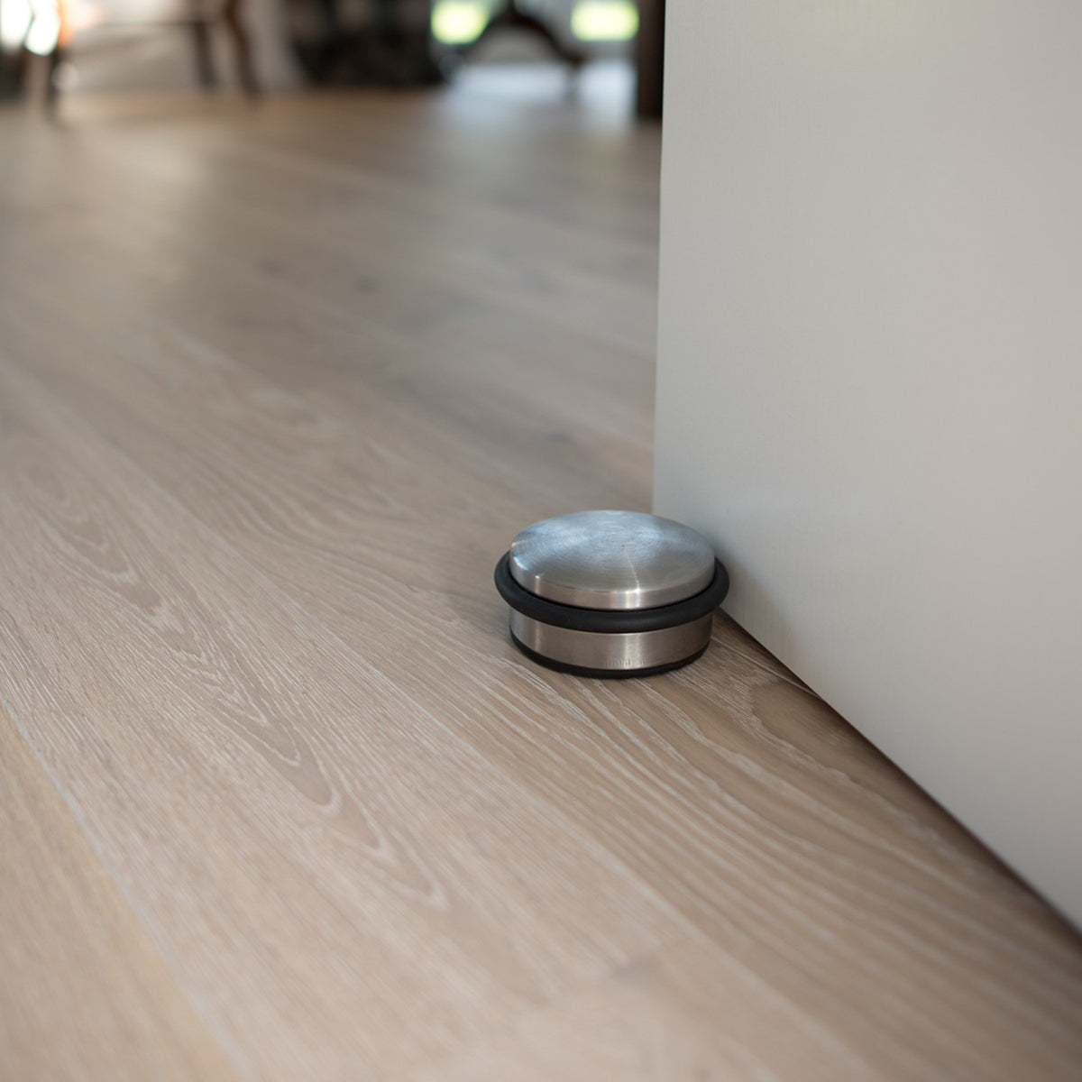 Edelstahl Türstopper Chrom-Design flach - 4 Stück, schwer, mit Gummifläche ideal für jeden Boden.
