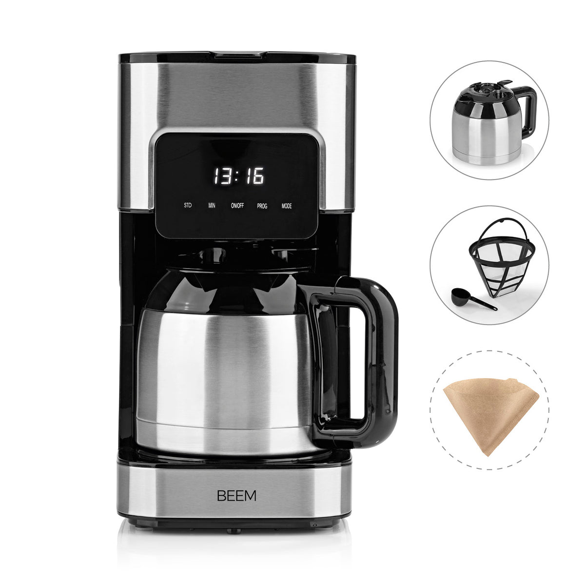 FRESH-AROMA-TOUCH Filterkaffeemaschine - Thermo mit Edelstahlkanne, Touch-Display und Timer für bis zu 8 Tassen Filterkaffee.
