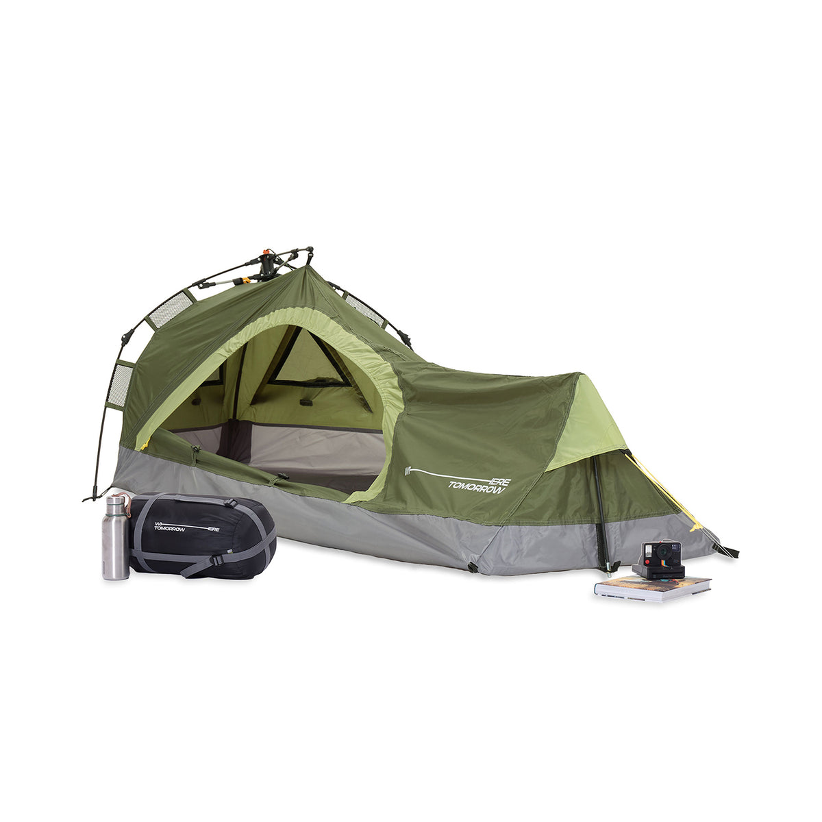1-Personen-Zelt - Dreieck - 225x100x57 cm - Grün, ultraleichtes Wandertenzelt mit schnellem Quick Up Aufbau und effektivem Schutz vor Sonne, Wind und Regen.