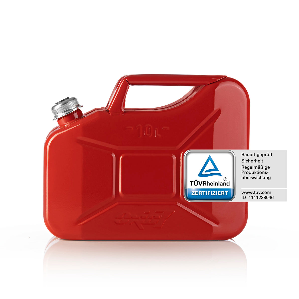 Kraftstoffkanister Metall mit Schraubverschluss - 10 Liter - Rot, TÜV zertifizierter, robuster und korrosionsgeschützter Benzinkanister aus Metall.