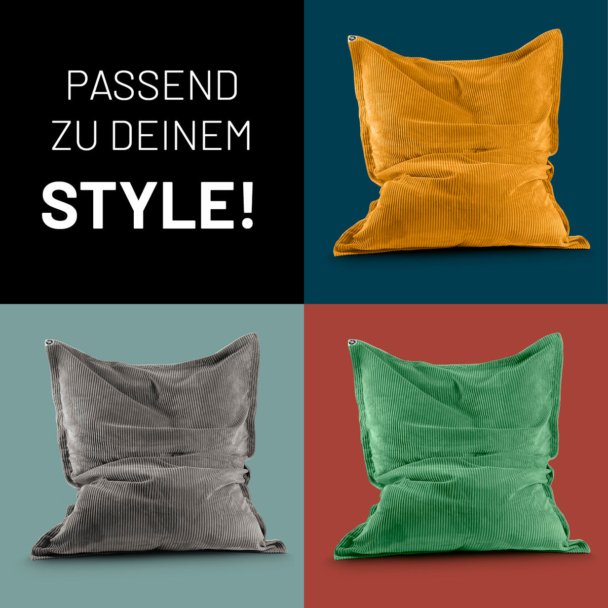 Sitzsack Classic XXL aus der LUMALAND Cord-Reihe - 380 L - 140 x 180 cm - Blau, kuscheliger Cord mit modernem Design.