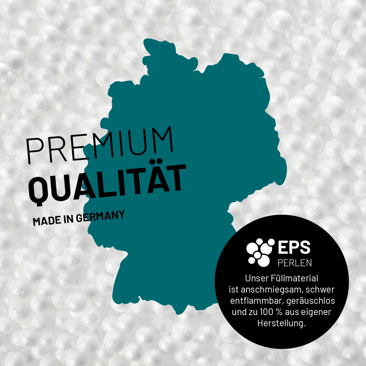 Sitzsack-Hocker/Pouf (50 L) Grün mit hochwertigen, schweren, geräuschlosen EPS-Perlenfüllung, 100 % Made in Germany, für in- und outdoor.