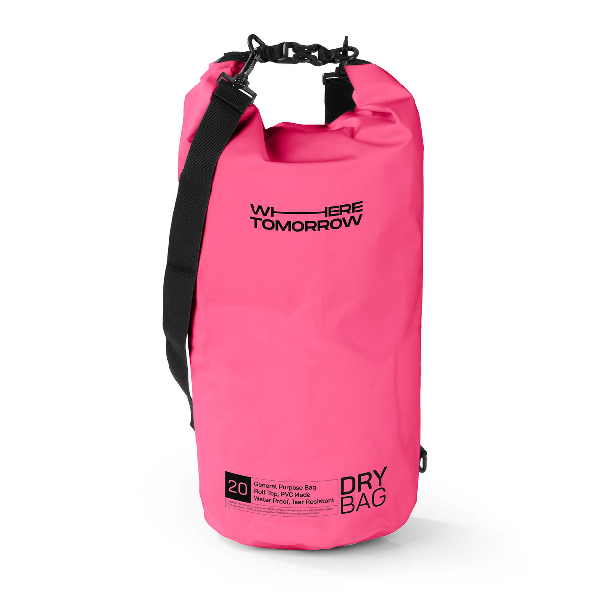 Dry Bag 20L - Style 01 - Pink, wasserdichter Outdoor-Rucksack mit Rolltop und verstellbarem Schultergurt für vielseitige Abenteuer.