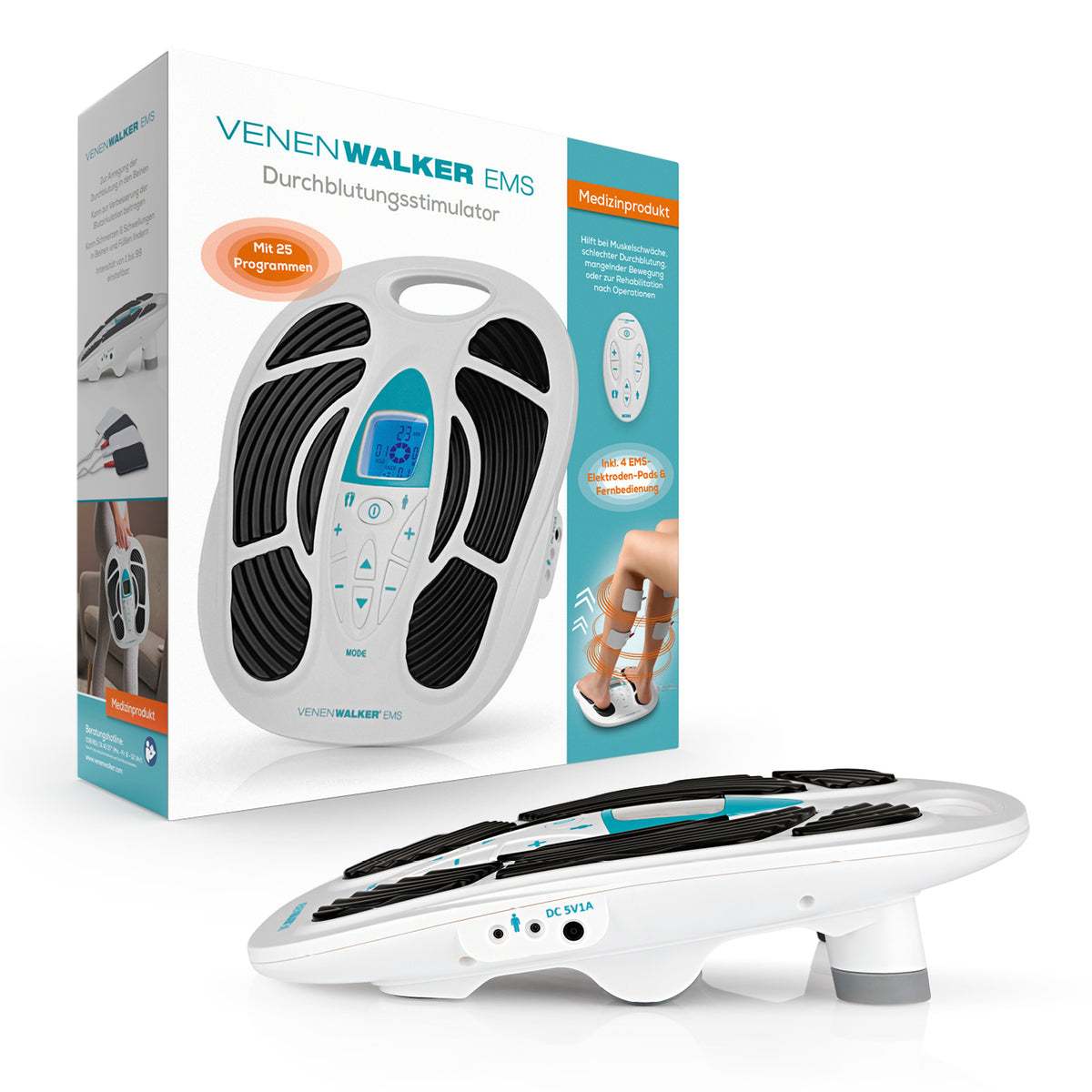 Durchblutungs-Stimulator VenenWalker - 25 Programme EMS Gerät zur Muskelstimulation, Förderung der Durchblutung und Venengesundheit.