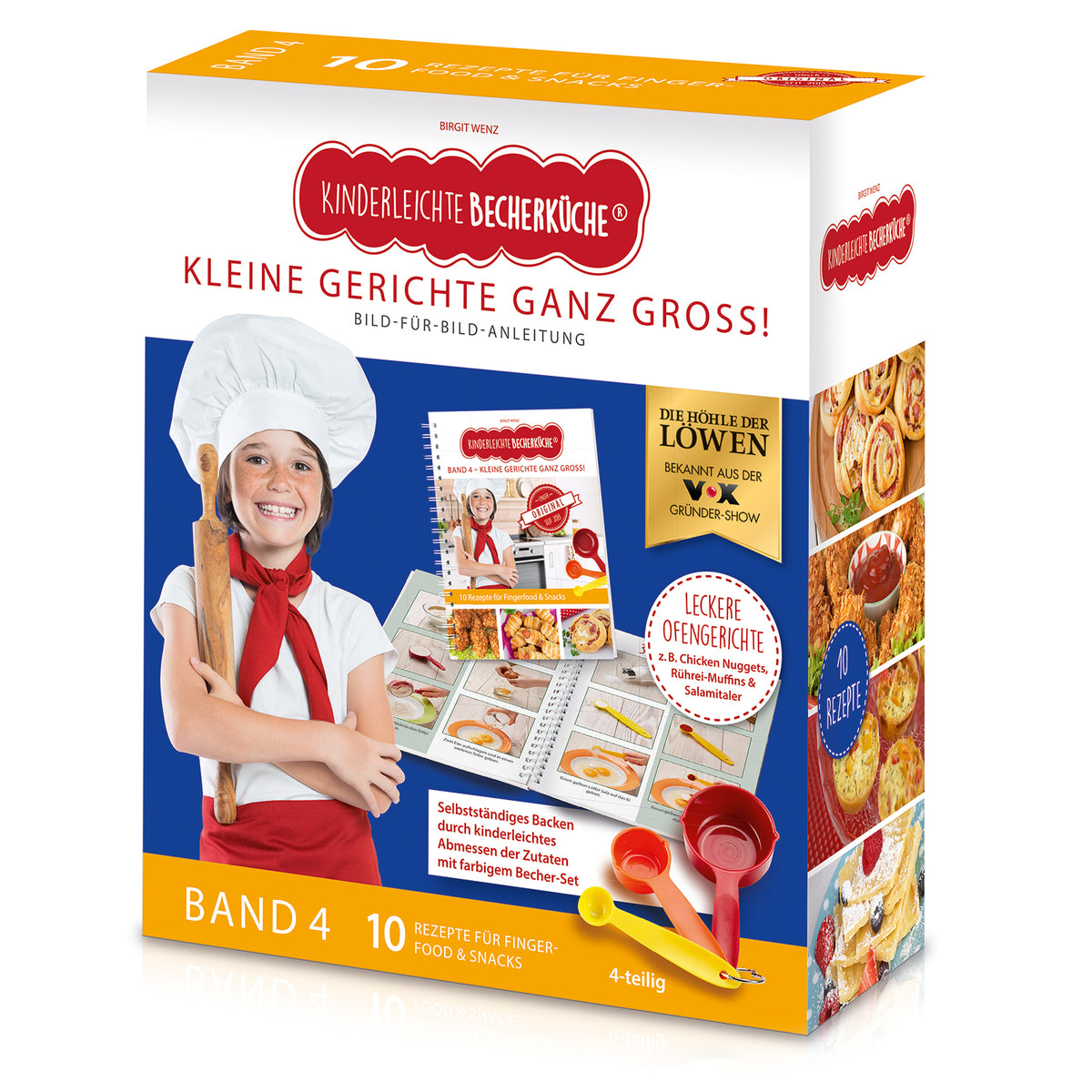 Rezeptbuch inkl. Messbecher-Set - Band 4 - Kleine Gerichte ganz groß! mit 10 Rezepten und farbigen Messbechern für Kinder ab 3 Jahren.