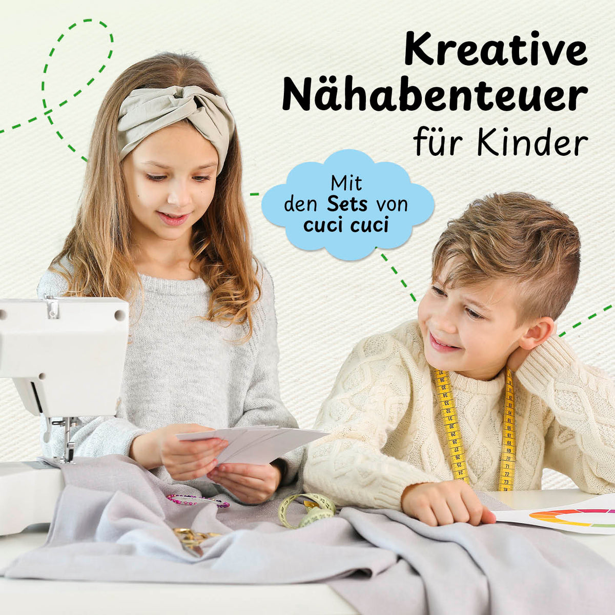 Näh-Baukastenset Motiv Alpaka Anton – Kinder entdecken spielerisch das Nähen mit der Nähmaschine von cuci cuci.