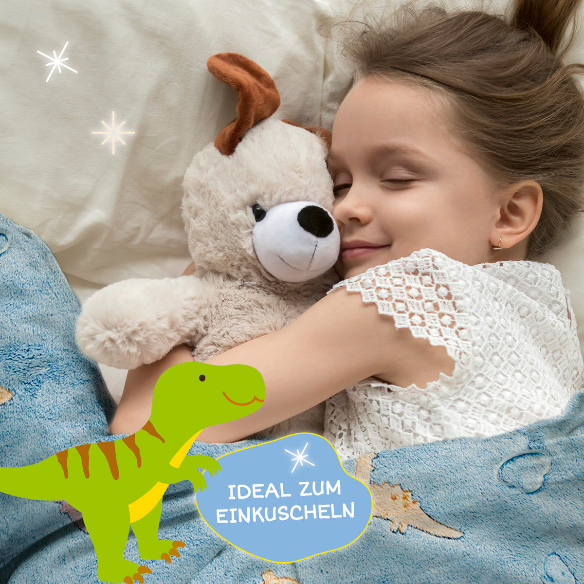 Verwandlungskissen Glow in the dark - Kuschelkissen & Kuscheldecke - Dino leuchtet im Dunkeln, weich und ideal zum Einkuscheln.