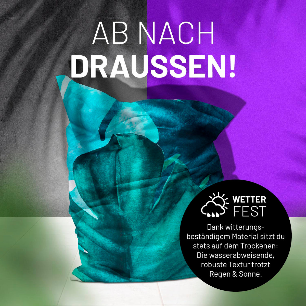 Sitzsack Classic XXL (380 L) - wetterfest, indoor & outdoor, mit wasserabweisendem Material und robustem, pflegeleichtem Bezug im botanischen Design.