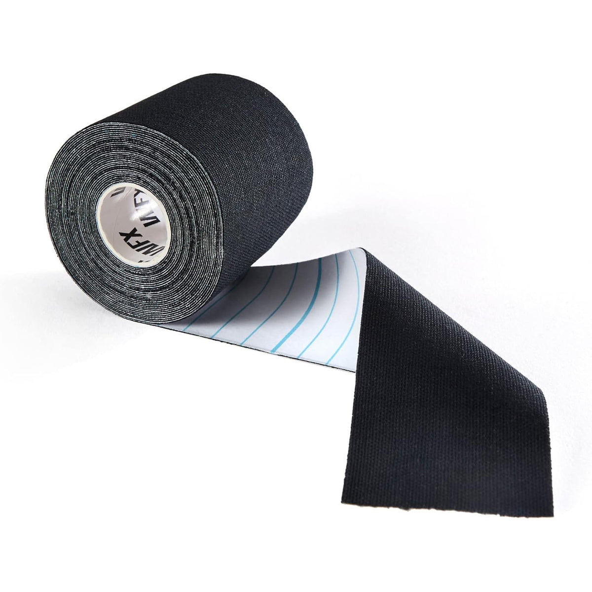Kinesiologisches Tape - 5 cm x 5 m - Schwarz, elastisch, hautfreundlich, atmungsaktiv und wasserbeständig, ideal für Sport und Therapie.