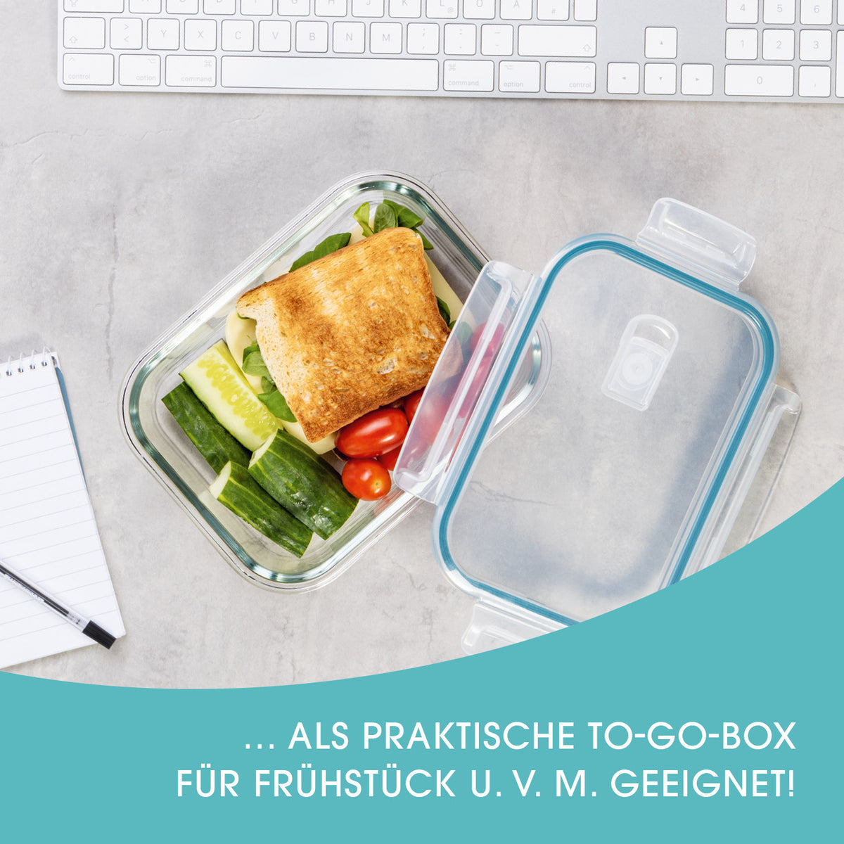 Glas-Frischhaltedosen mit Mikrowellenventi Klick-it - 6-tlg. - Grün, frische Aufbewahrung mit luftdichtem Deckel, mikrowellengeeignet.