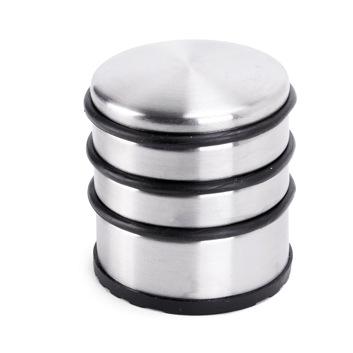 Edelstahl Türstopper Chrom-Design hoch 4 Stück mit drei Gummiringen und rutschfester Gummifläche für jeden Boden.