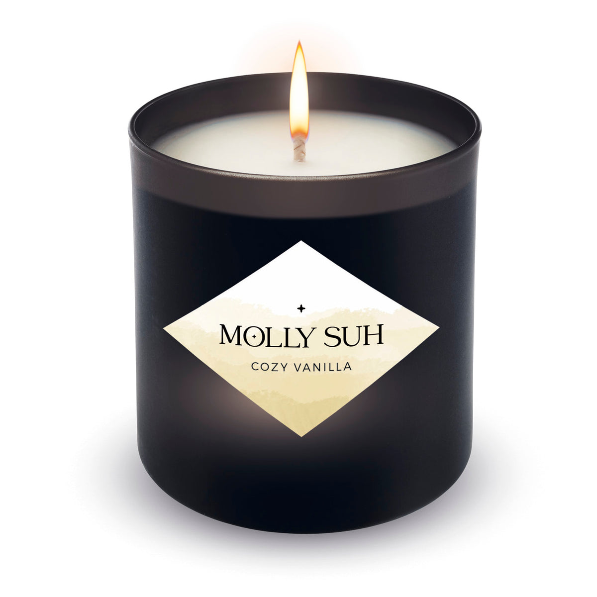 Duftkerze Cozy Vanilla von Molly Suh, elegant aus recyceltem Pflanzenfett, sanfter Vanilleduft ohne Paraffine und Schadstoffe.