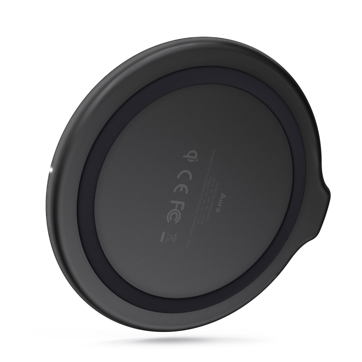 Wireless Ladegerät Aura lite 15W schwarz, kabelloses Laden mit Fremdkörpererkennung und Überspannungsschutz, kompatibel mit allen Smartphones.
