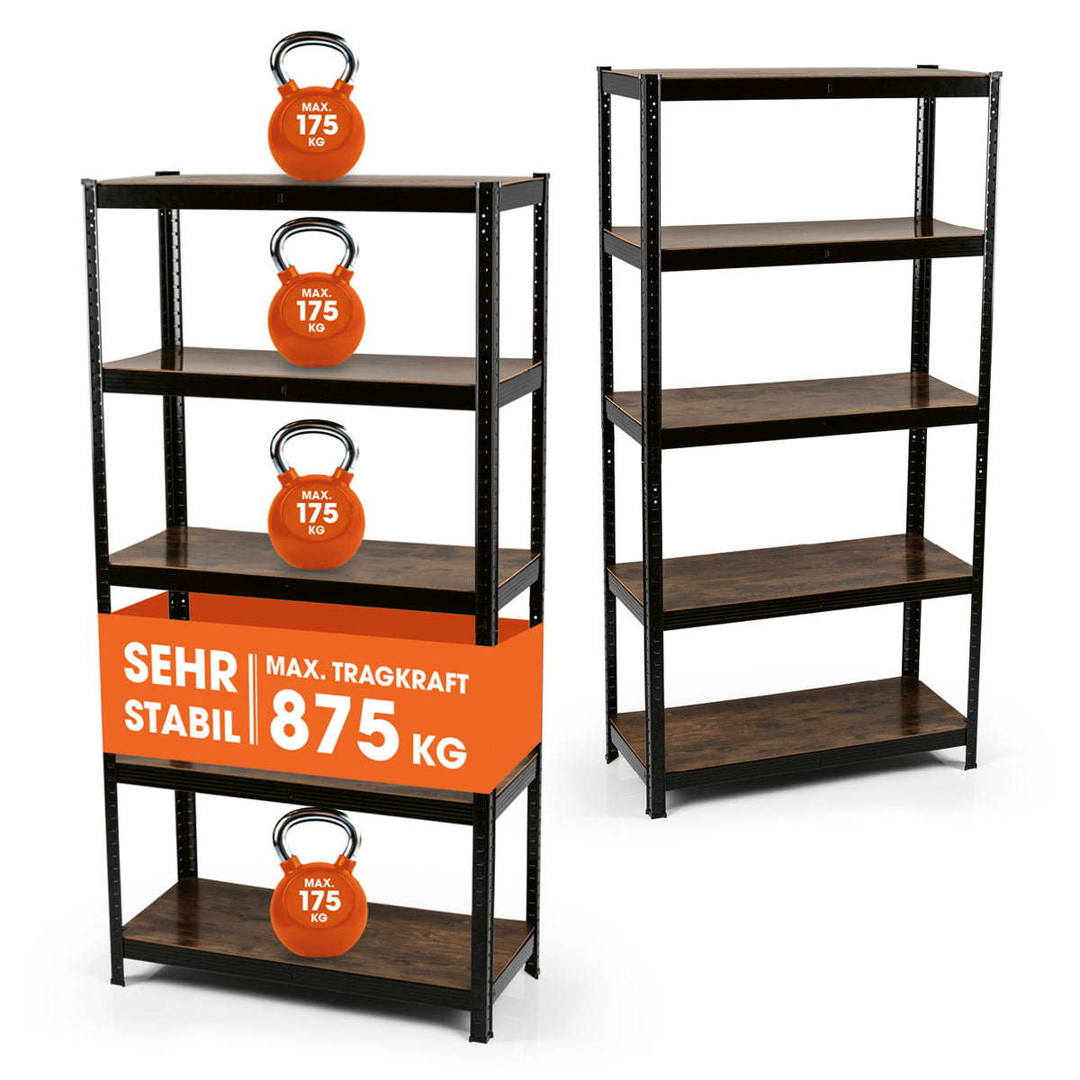 2 in 1 Schwerlastregal & Werkbank - 2er-Set - 180 x 90 x 40 cm - Holzoptik mit hoher Tragkraft und stabilem Metallgestell