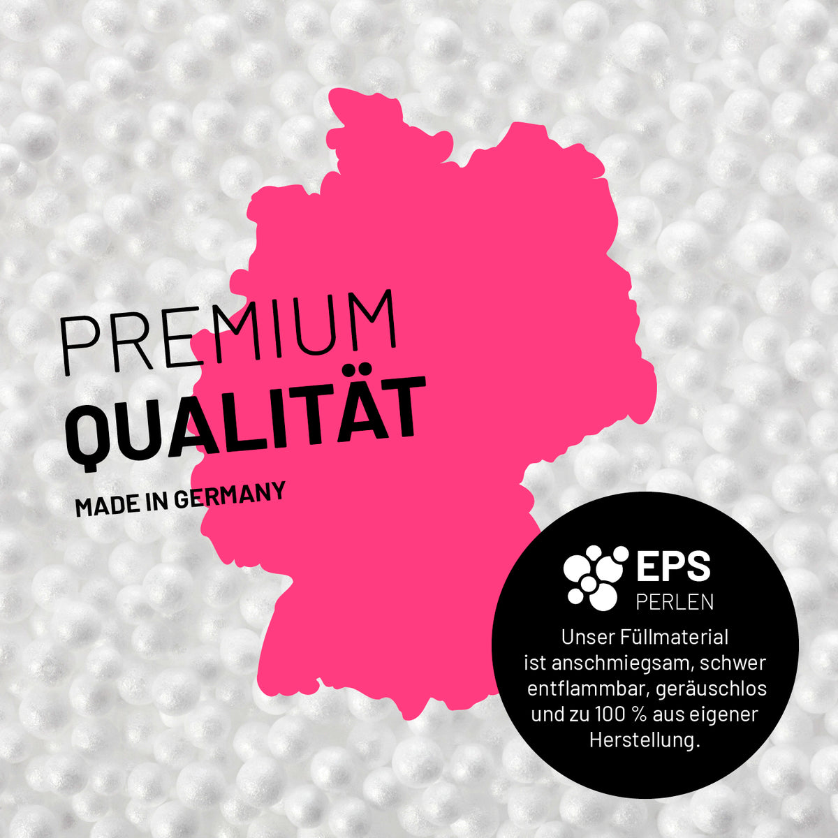 Sitzsack Lounge (320 L) – beige, hochwertige EPS-Perlenfüllung, made in Germany, langlebig und formanpassend für drinnen und draußen.