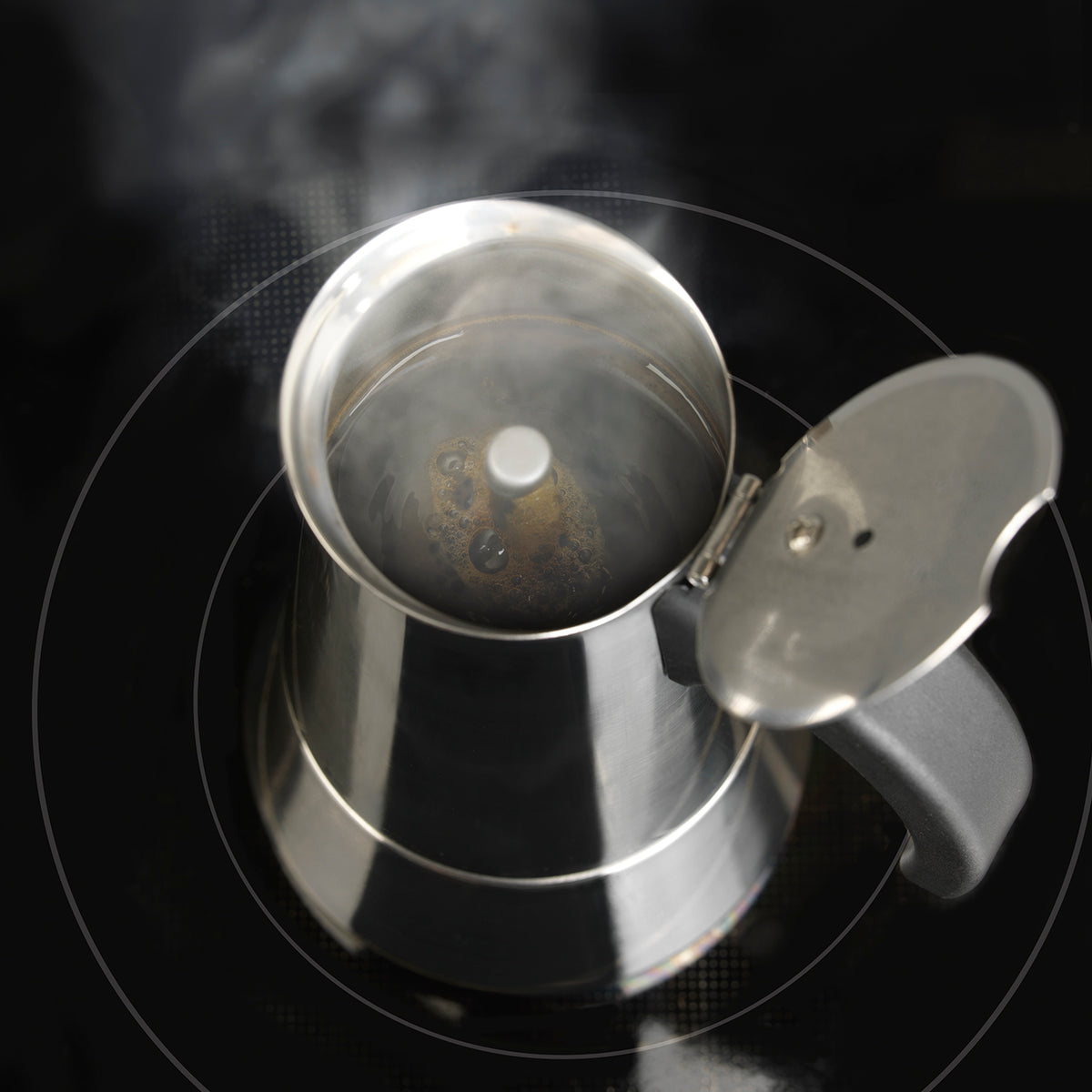 ESPRESSOMAKER - Espressokocher - 6 Tassen aus Edelstahl, für Induktion und Gasherd, aromatischer Espresso mit bis zu 6 Tassen.