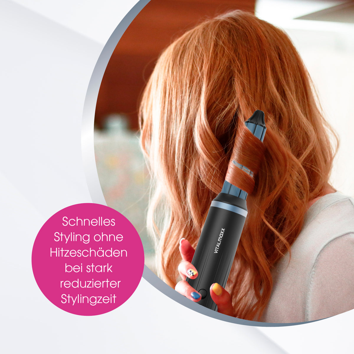 Air Styler Plus - 7-tlg. Styler nutzt sanften Luftstrom für schonendes Lockenstyling ohne Hitzeschäden, inkl. 6 Aufsätze.